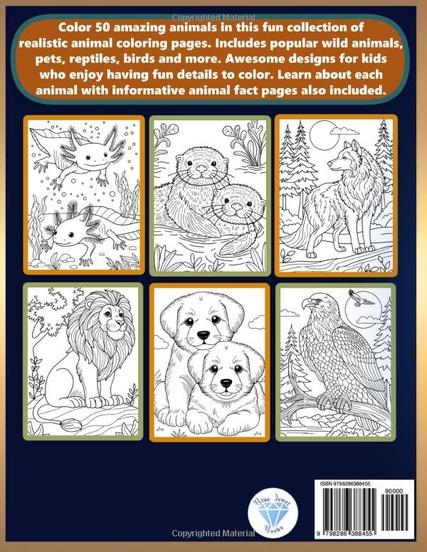 Animals Coloring Book for Kids: For Boys and Girls Ages 4-8 and 8-12 WoodArtSupply
