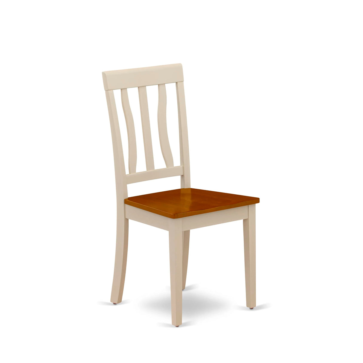 East West Furniture Antique Dining Room Slat Back Solid Wood Seat Chairs, Set of 2, Buttermilk & Cherry East West Furniture