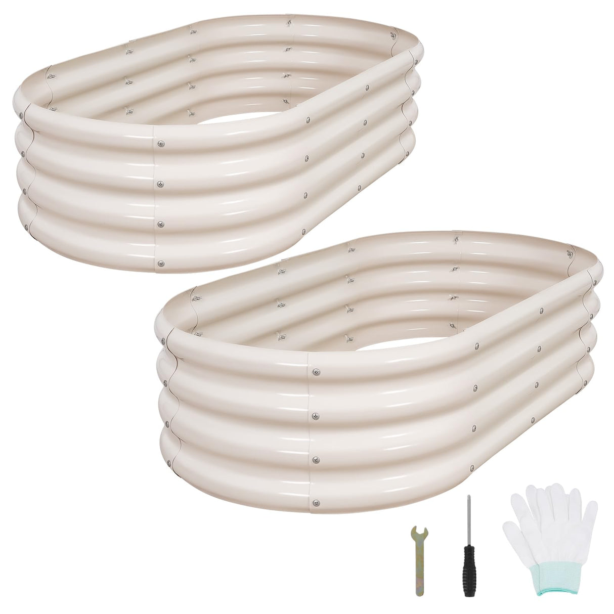 1MORE Galvanized Raised Garden Bed- Planter Garden Boxes Outdoor, Raised Beds for Gardening, 4x2x1ft Metal Garden Bed Kit for Vegetables Flower, Planter Raised Beds with Tools.White-2pack 1MORE