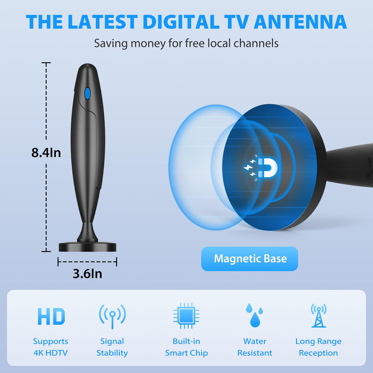 TV Antenna for Smart TV, TV Antenna Indoor Outdoor, Long Range Reception HD Antenna, Digital TV Antenna Supports 4k,1080p for Smart TV Local Channels Qtbvae