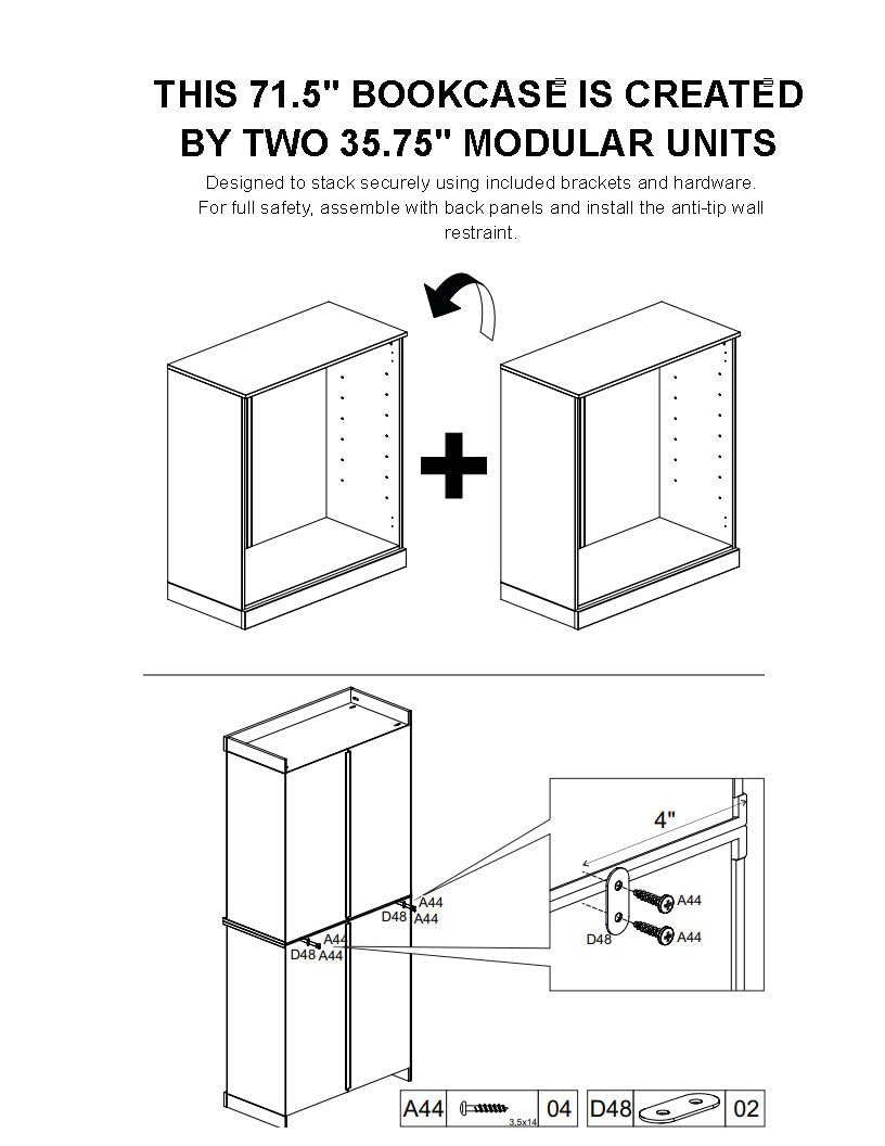 Palace Imports Solid Wood Bookcase - Stackable Modular 6 Tier Bookshelf - 71.5" Tall x 32" Wide - White Book Shelf, Open Display Shelf for Living Room, Office, 100% Eco-Friendly Wood, Made in Brazil Palace Imports