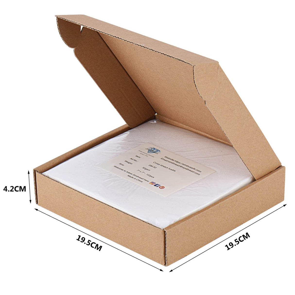 Simthread Fusible Iron-on Embroidery Backing Protect Flexible Knit Mesh Stabilizer - 7" x 7", 100 Precut Sheets, Prevent Scratchy Itchy from Embroidery Stitch Simthread