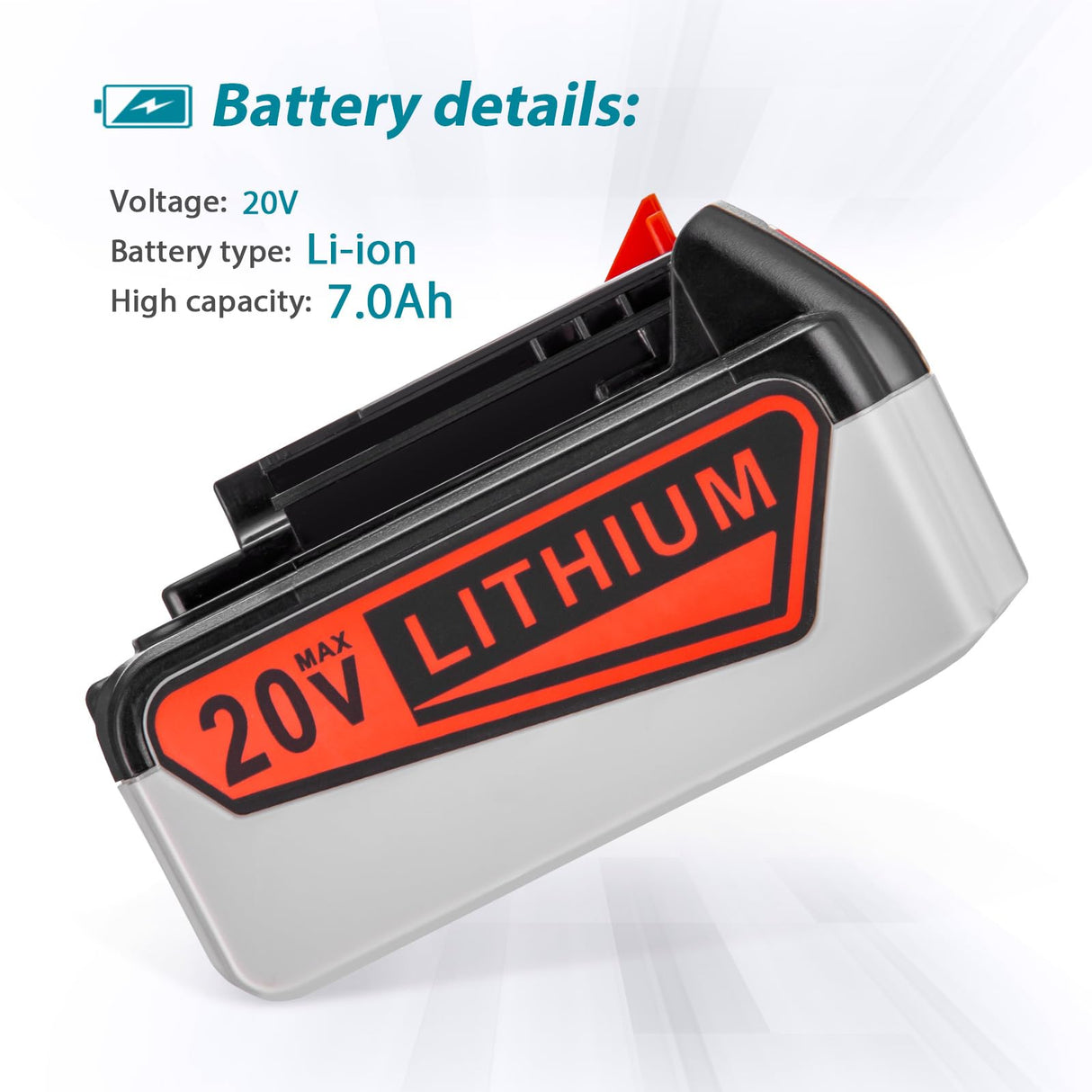 ORHFS 7.0Ah 20V Lithium Battery Compatible with Black+Decker 20Volt Max LBXR20 LB20 LBX20 LBXR2020 LBX4020 LB2X4020-OPE LBXR20-OPE Cordless Power Tools with 20v Battery Rapid Charger ORHFS