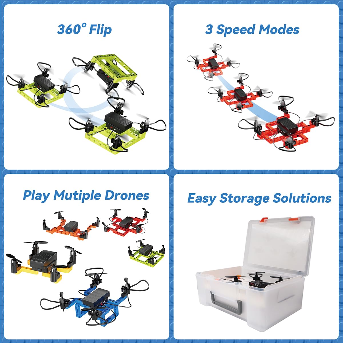 LANSAND Drone Building Toys Set 159 Pieces STEM Toy for Kids 6 7 8 9 10 11 12 Years 5 in1 DIY Drone Kit Remote Control Mini Drone, Learning Creative Construction Toys Gifts for Birthday Christmas LANSAND