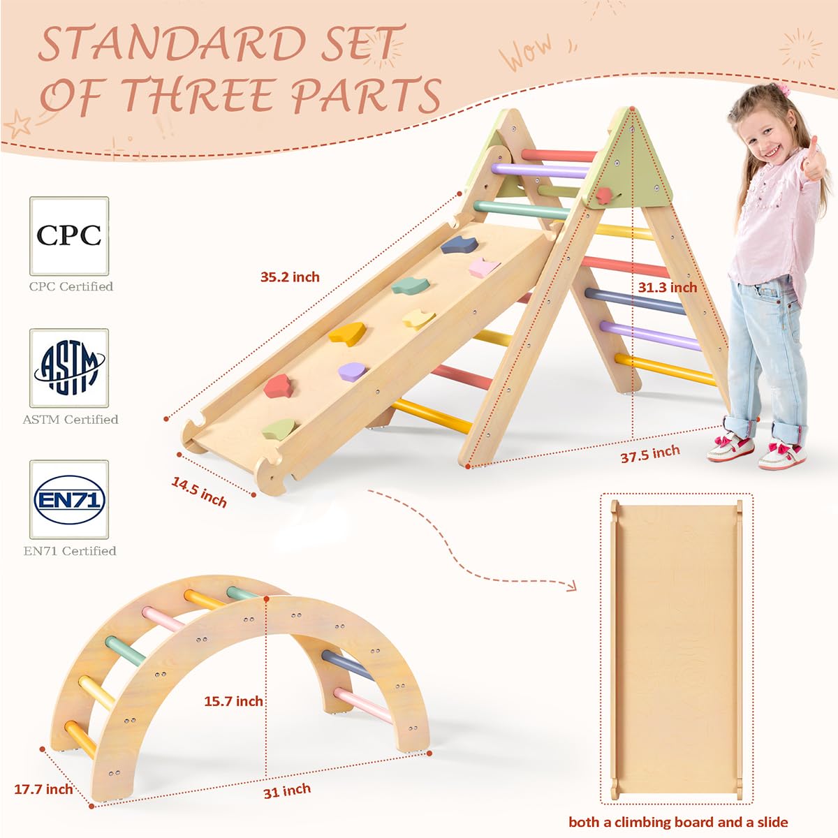 aiwo Pikler Triangle Set 7in1 Montessori Toddler Climbing Toys Indoor, Climbing Toys for Toddlers 1-3 Inside, Baby Climbing Gym Toddler Climber Indoor Playground aiwo