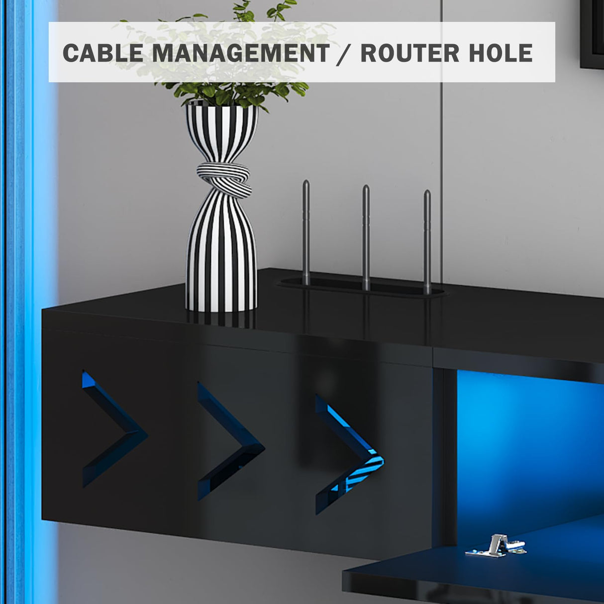 ANTISTA Floating TV Stand, 71" Floating Entertainment Center Wall Mounted,Floating Wall Mounted TV Shelf with Led Lights and Power Outlet,Modern High Gloss tv Cabinet Media Console with Storage ANTISTA