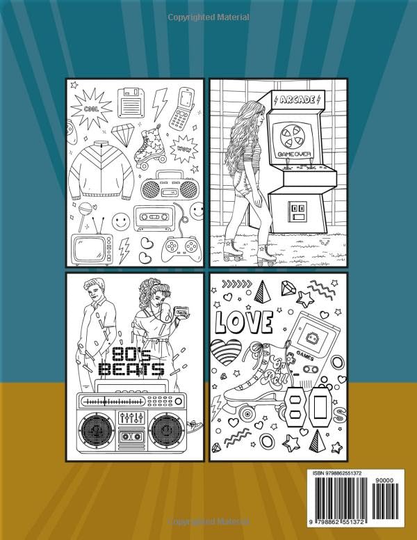 I Love The 80's Coloring Book: Unwind and Discover Stress Relief while Coloring Vibrant Images Inspired by the Funky Trends of the 80s and 90s. This ... Illustrations, Making It a Charming Gift WoodArtSupply