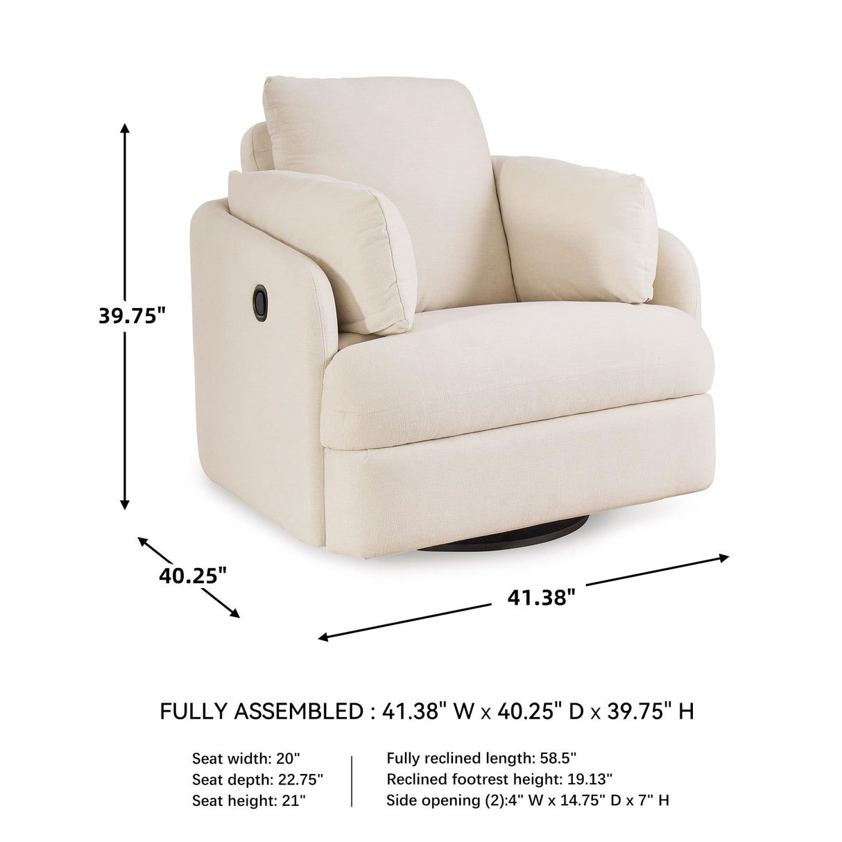 Signature Design by Ashley Modmax Coastal Press-Back Swivel Glider Rocker Recliner with Machine Washable Cover, Hidden Storage Compartments and 2 Bolster Pillows, Beige Signature Design by Ashley