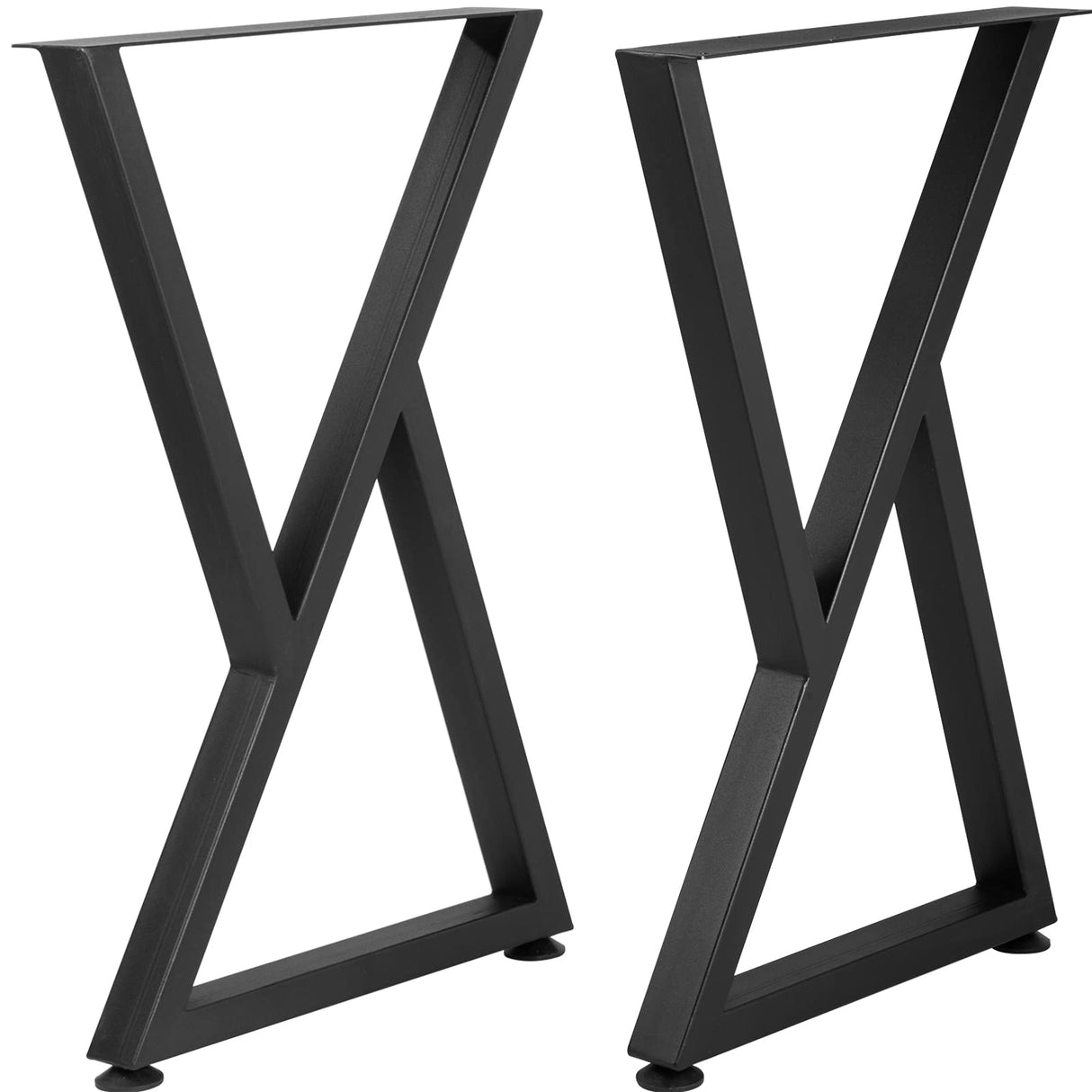 VEVOR Metal Table Legs, 28x18 inch Desk Legs, Set of 2, Heavy Duty Bench Legs, Z Shape Metal Furniture Legs, Wrought Iron Coffee Table Legs, Home DIY for Dining Table w/Rubber Floor Protectors, Matte VEVOR