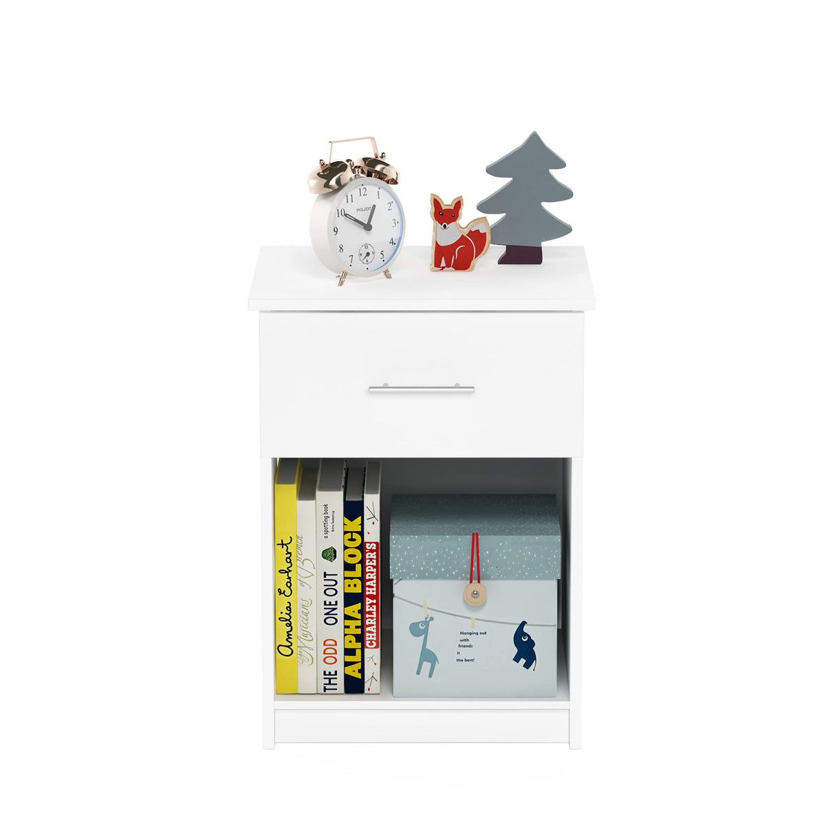 Furinno Tidur Nightstand, Solid White Furinno