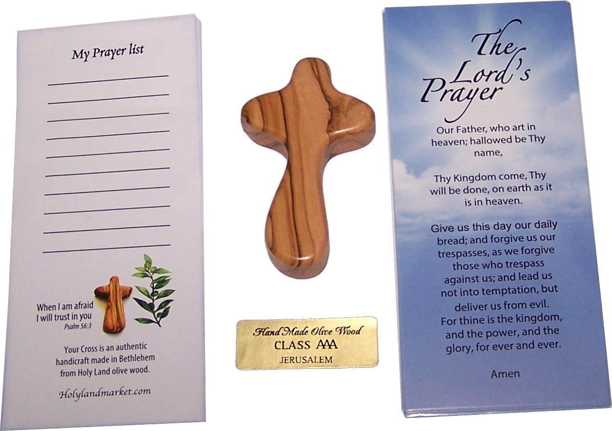 Holy Land Market Small Olive Wood Pocket/Holding Crosses with Certificates (2.5 Inches) (10 Count) Holy Land Market