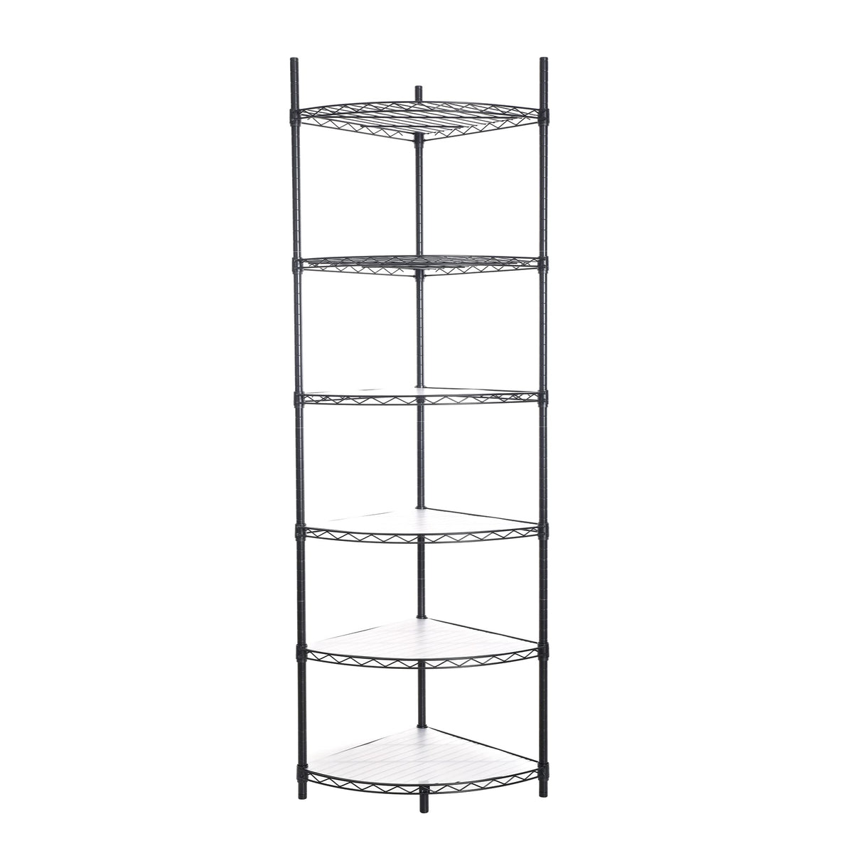 6 Tier NSF Metal Corner Shelf Wire Shelving Unit, 420lbs Capacity Heavy Duty Adjustable Storage Rack with Shelf Liners for Closet Kitchen Bathroom Garage Basement, 72" H x 18" L x 18" D - Black pouseayar