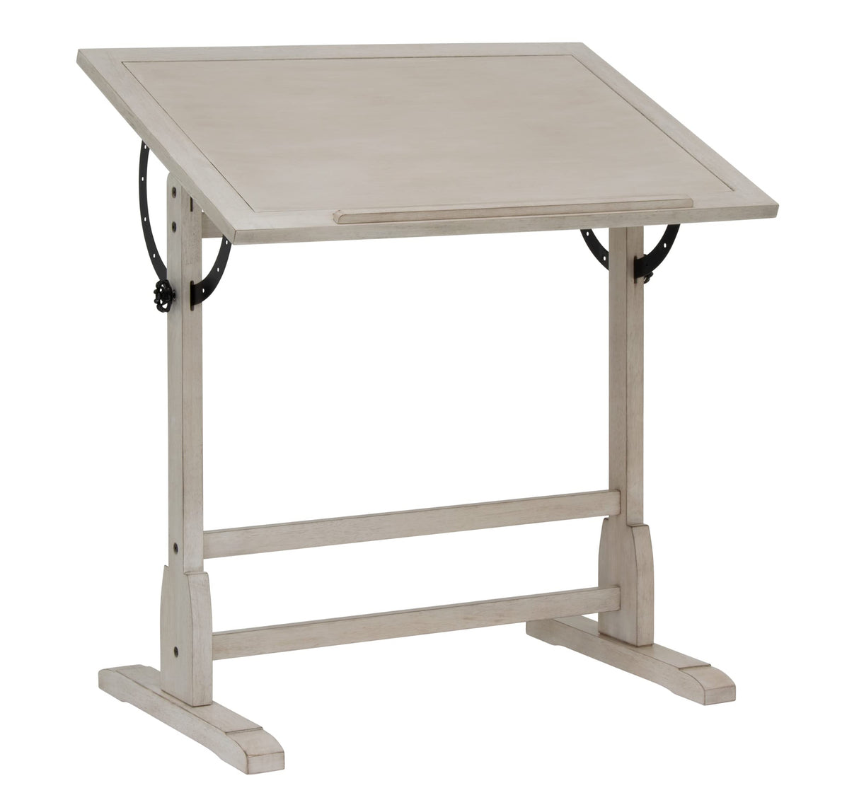 Studio Designs Vintage Drawing/Drafting Table with Pencil Ledge - 36" W x 24" D - Coastal Whitewash - Adjustable Tilting Top SD STUDIO DESIGNS