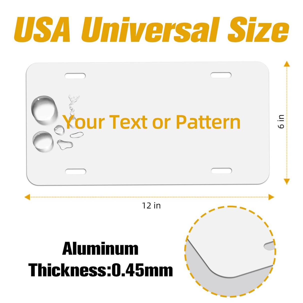 OKLPF 5 Pack 6"X12" Sublimation License Plate Blanks, 0.45mm Thicken Metal Aluminum License Plate, Heat Thermal Transfer Sheet DIY Picture Sublimation Blank for Custom Design Work - White OKLPF