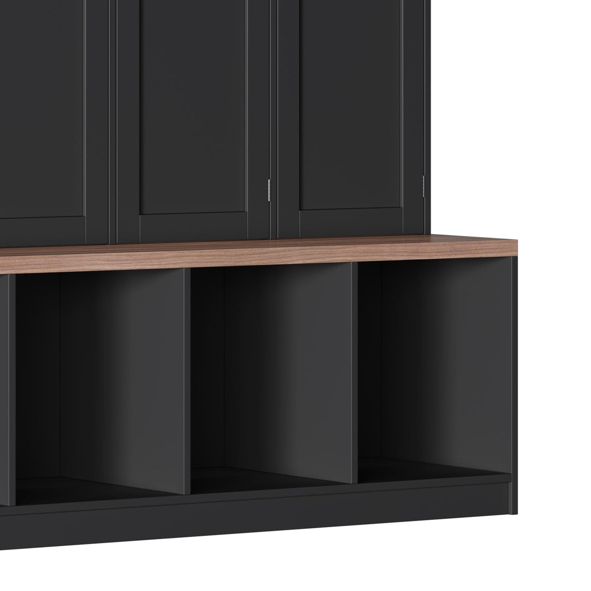 Merax Hall Tree with Entryway Bench and Shoe Cabinet, Multi-Functional Seating Bench with 4 Hanging Hooks and 8 Doors, Black Merax