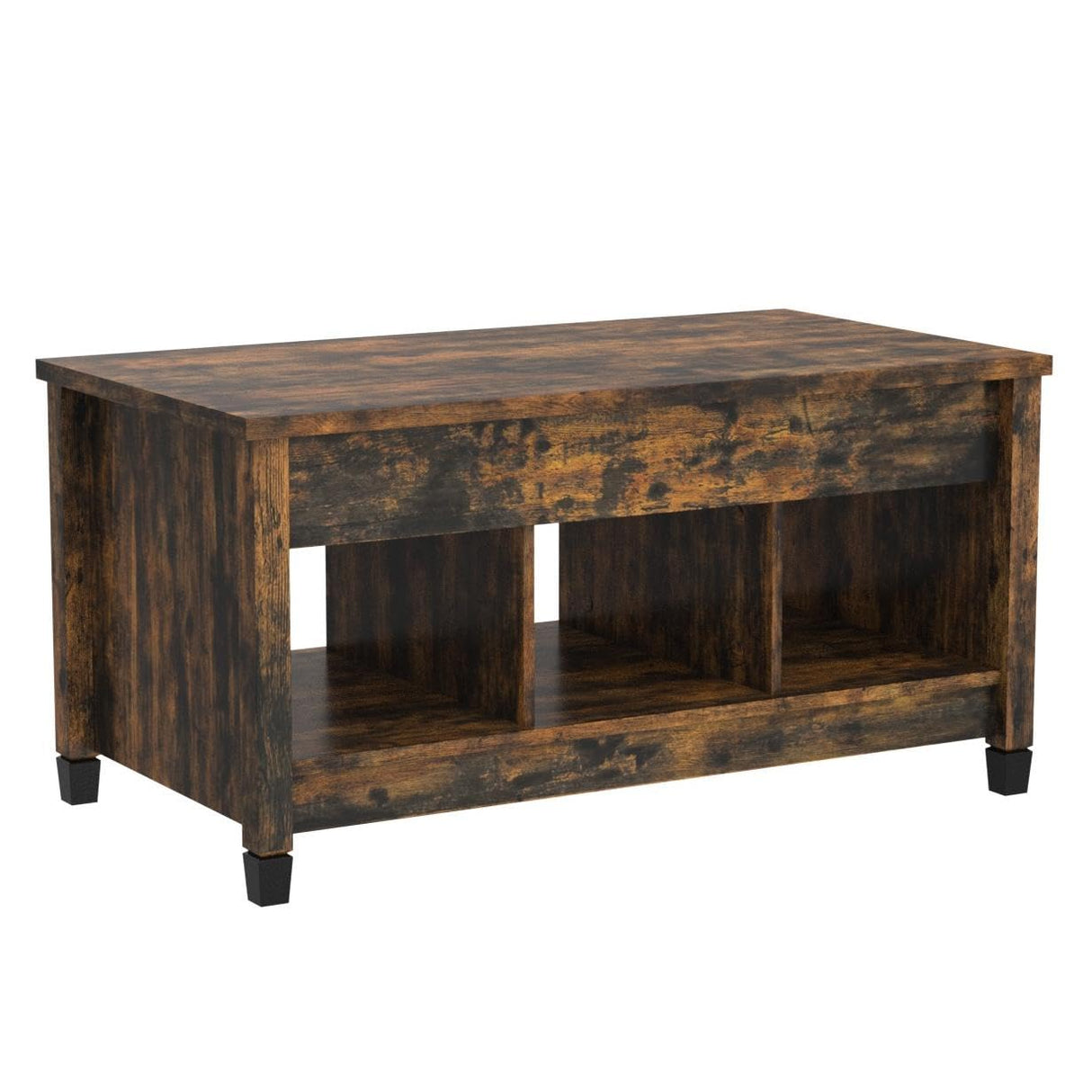 Tangkula Wood Lift Top Modern Coffee Table w/Hidden Compartment and Open Storage Shelf for Living Room Office Reception Room(Rustic Brown) Tangkula