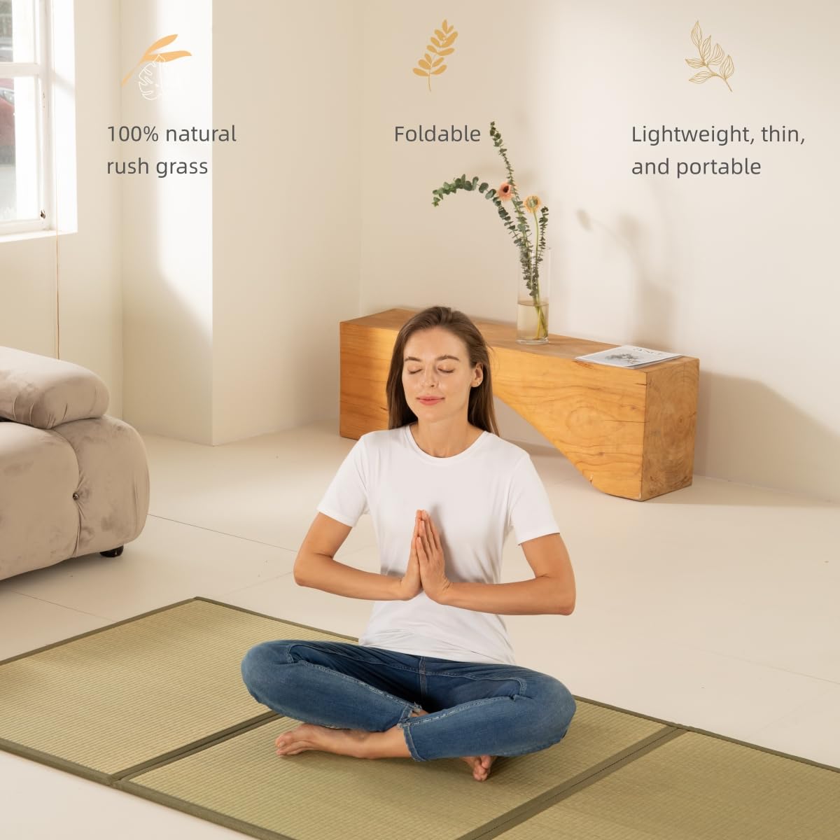 MustMat Tatami Mat Twin XL Japanese Floor Mattress Foldable Bed Mattress Rush Grass(Twin_xl-39"x82") MustMat