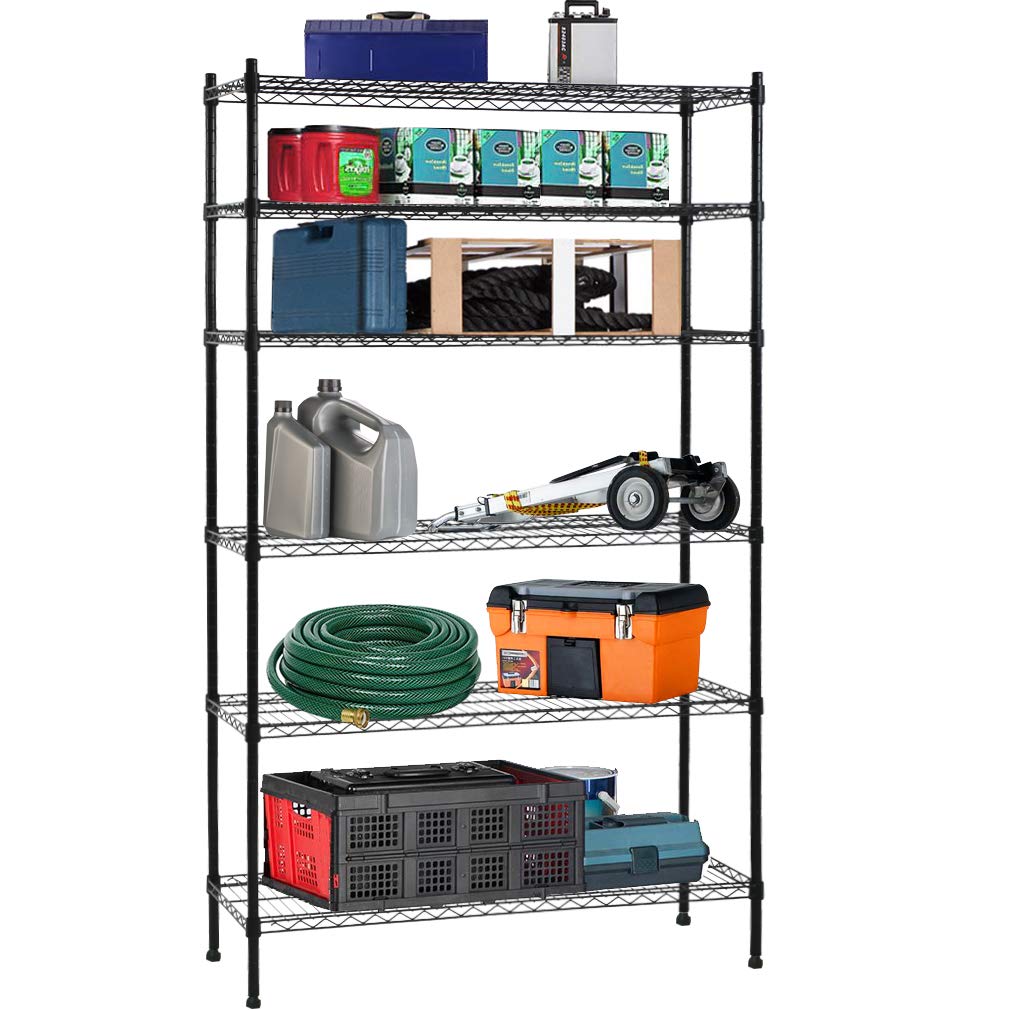 Dkeli Metal Wire Shelving Unit NSF Heavy Duty 6-Tier Height Adjustable Utility Steel Storage Shelves 42"L x 16"W x 72"H Commercial Grade Layer Shelf Organizer Rack 1500 LBS Capacity Garage Shelving Dkeli
