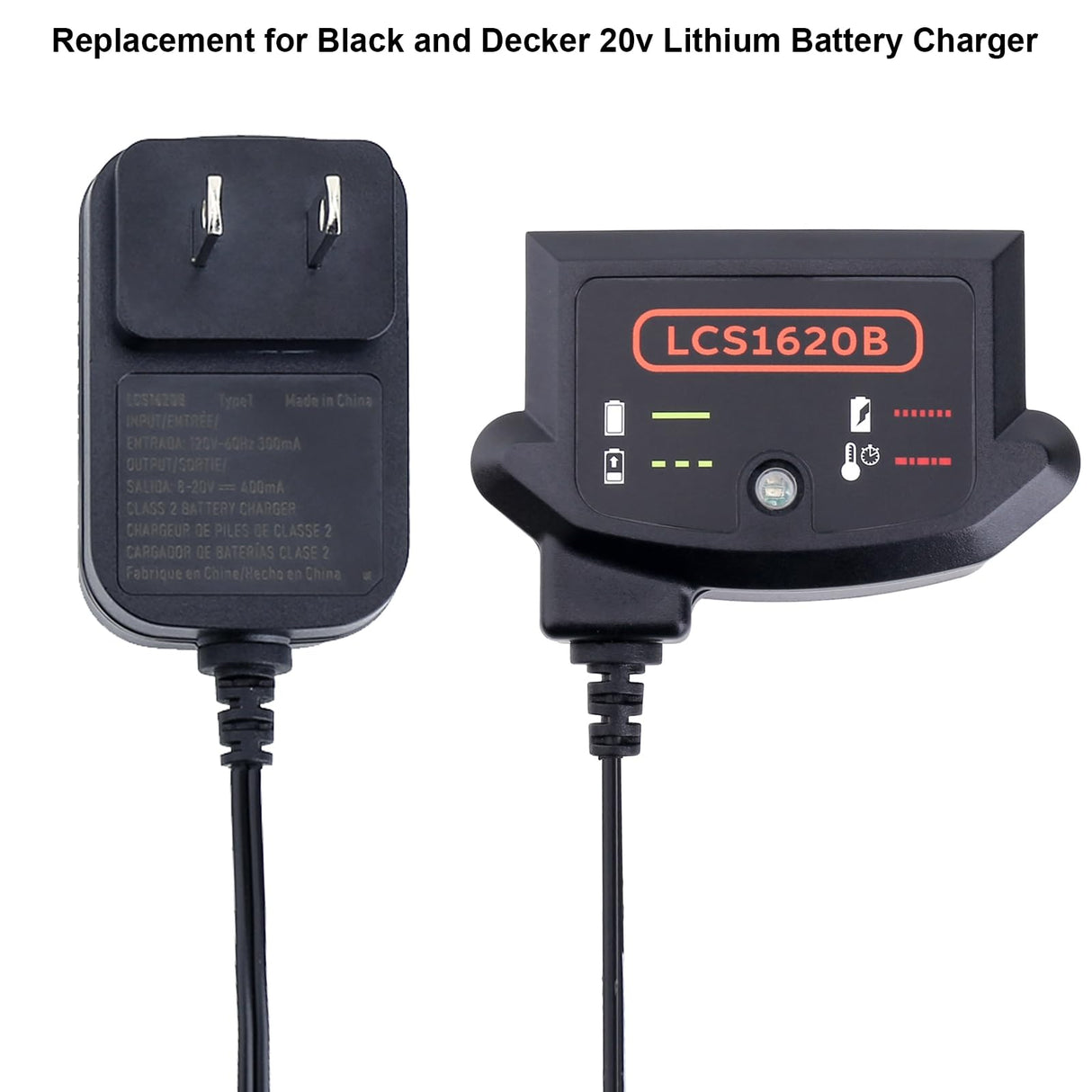 Tacerny LCS1620B Compatible with Black and Decker 20V Lithium Battery Charger, Compatible with Black and Decker 12V and 20V MAX Battery LBXR20 Tacerny