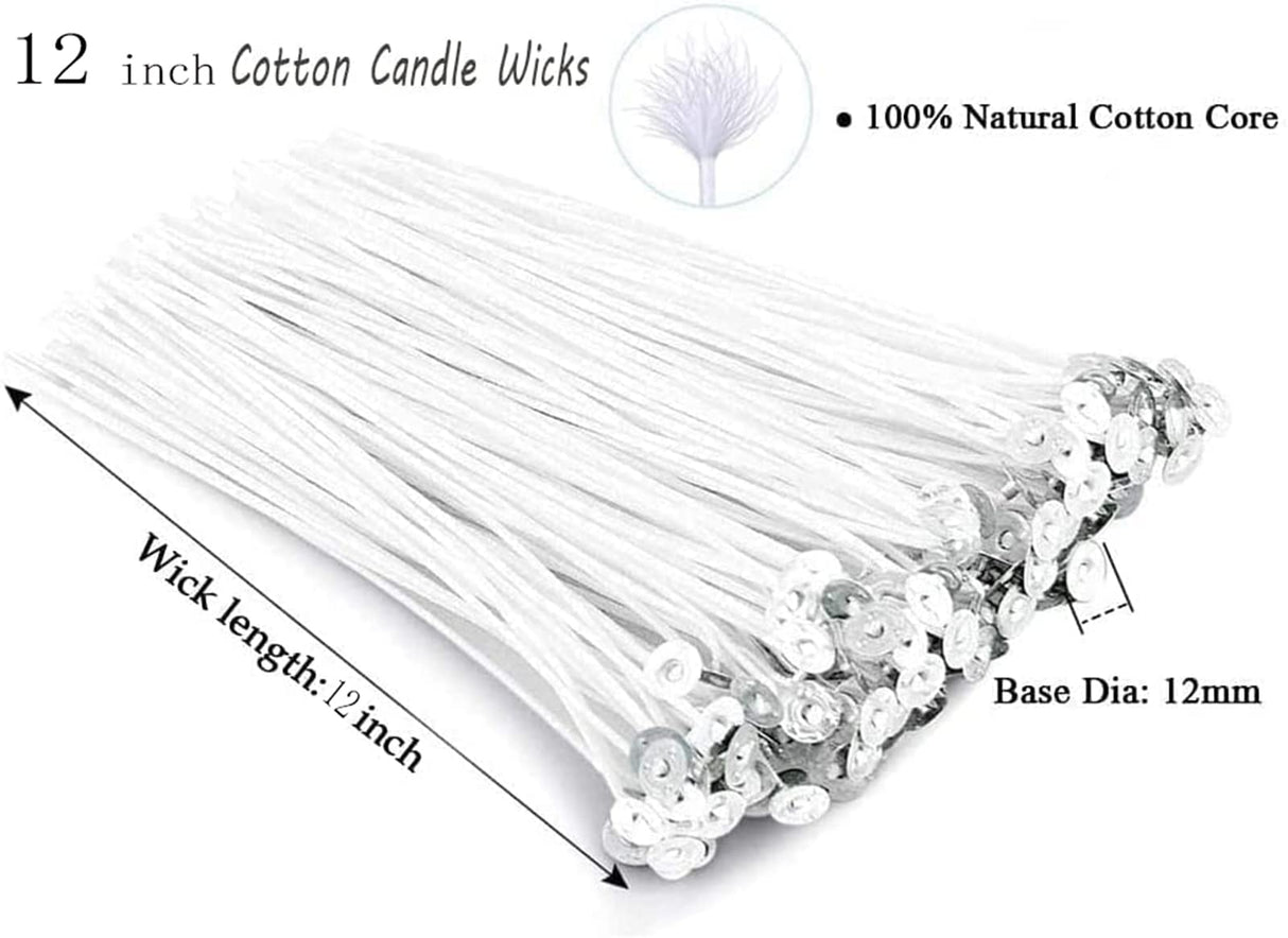 PXBBZDQ 12" Long Pre-Waxed Candle Wicks for Making - 100 Piece Thick Lx Wicks PXBBZDQ