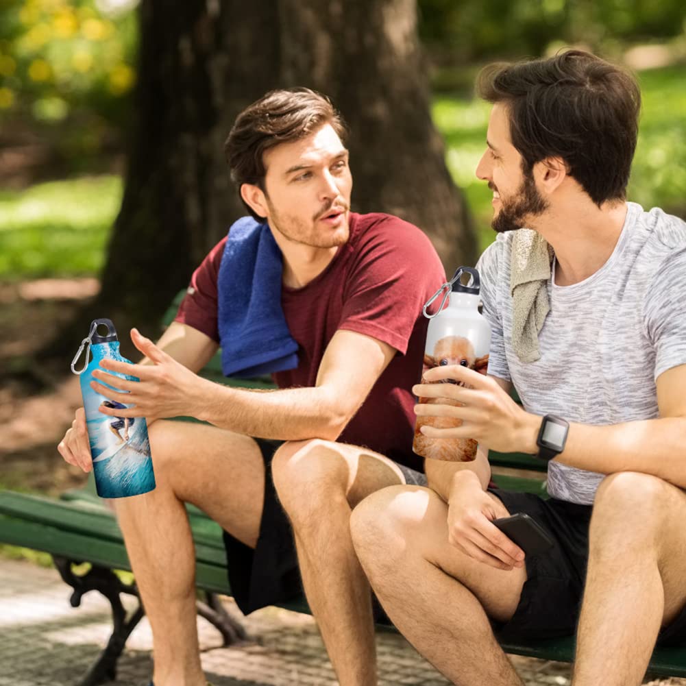 YOUKE OLA 16 Pack Sublimation Aluminium Water Bottle with Carabiner Blank White Aluminum Sports Bottle for Sublimation Heat Press Transfer 20oz YOUKE OLA