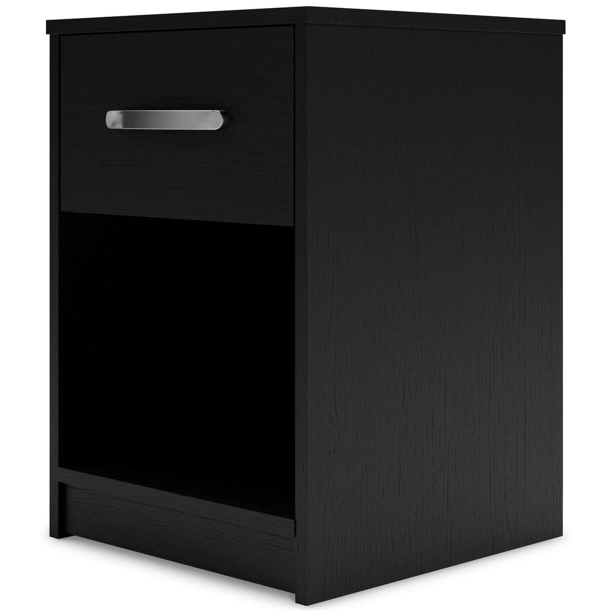 Signature Design by Ashley Finch Modern 1 Drawer Night Stand with Open Cubby, Black Signature Design by Ashley