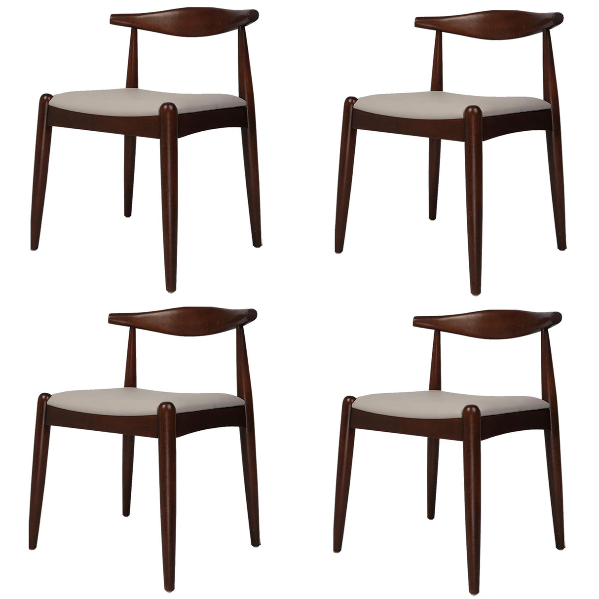 LUCKYERMORE Mid Century Dining Room Chairs Set of 4, Modern Kitchen Chairs with Solid Wood Indoor Classic Wishbone Chairs with Soft Cushion for Restaurant Cafes Farmhouse, Walnut, No Assembly Needed LUCKYERMORE