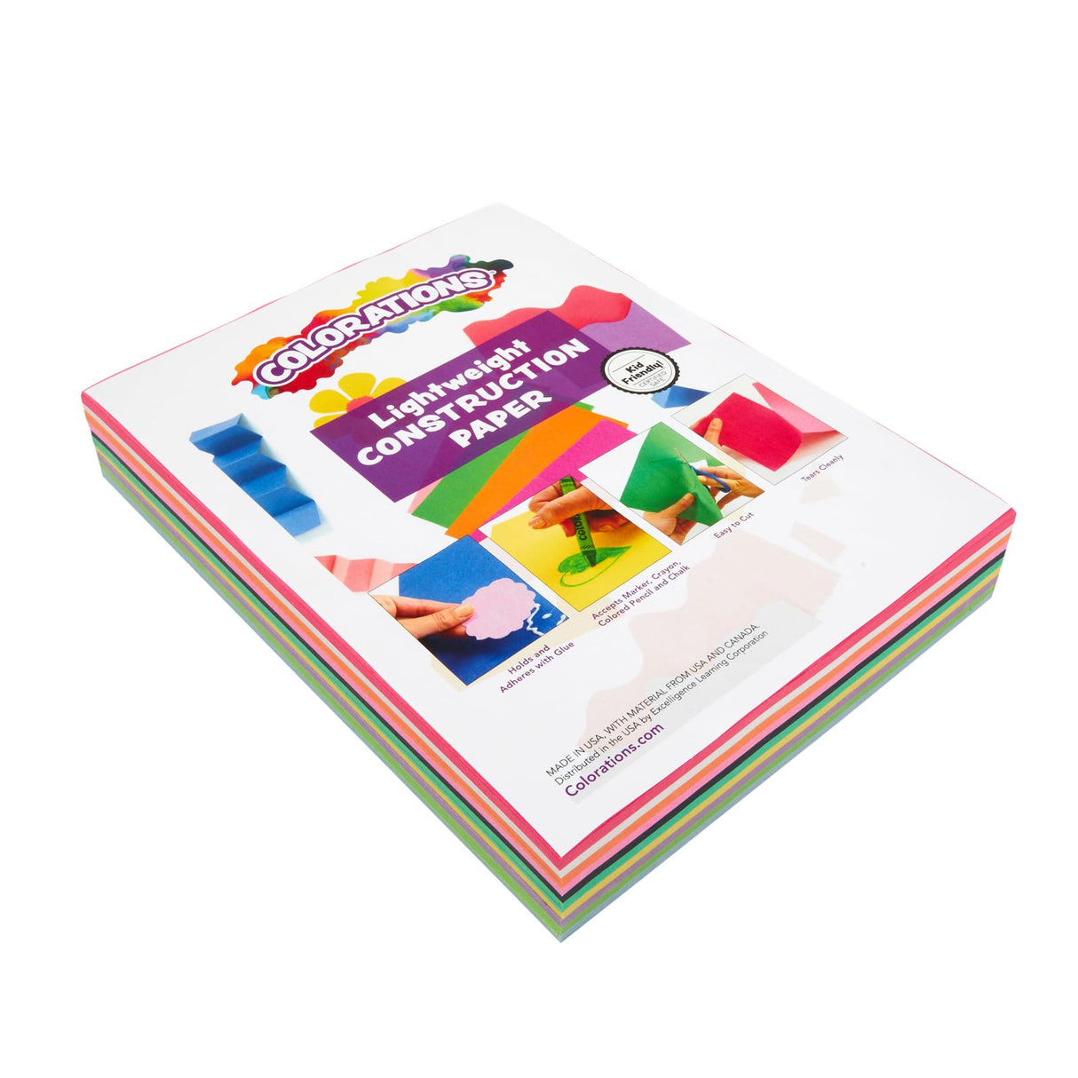 Colorations Lightweight Construction Paper, Value Pack, 10 Colors, 300 Sheets with Bonus Stencil, Everyday Use, Classroom Supplies, Daycare Supplies, Pre-School, at Home use Colorations