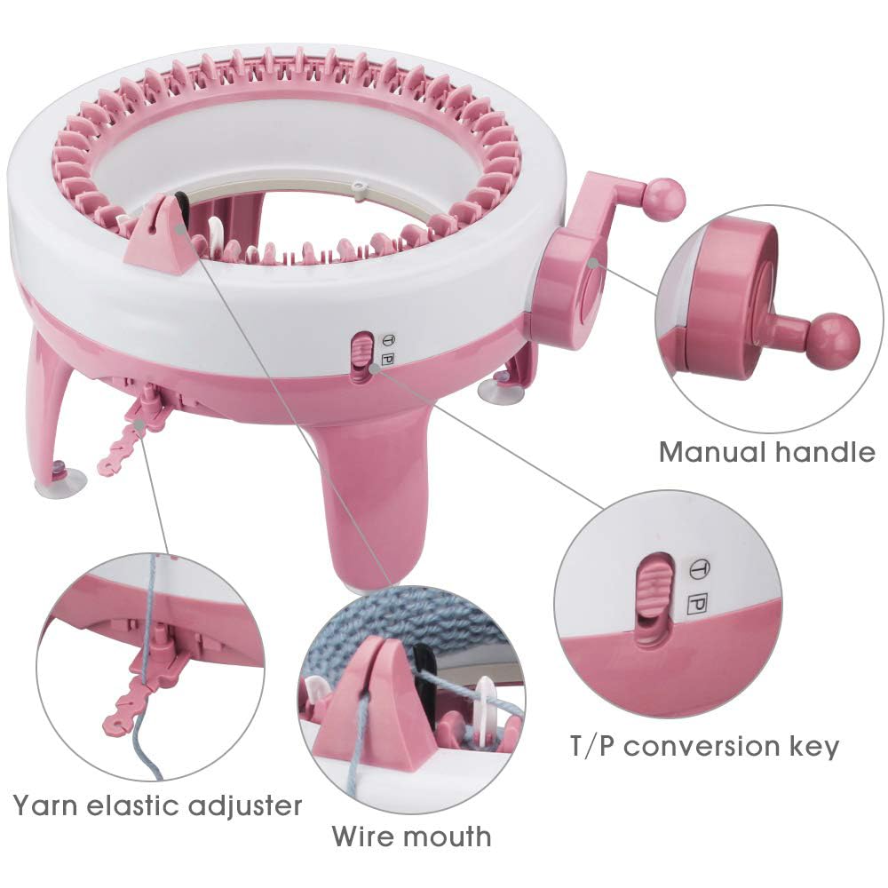 MIAOKE Knitting Machine, 40 Needles Smart Weaving Loom Knitting Round Loom, Knitting Board Rotating Double Knit Loom Machine, DIY Knitting Loom Machines Weaving Loom Kit for Adults and Kids MIAOKE