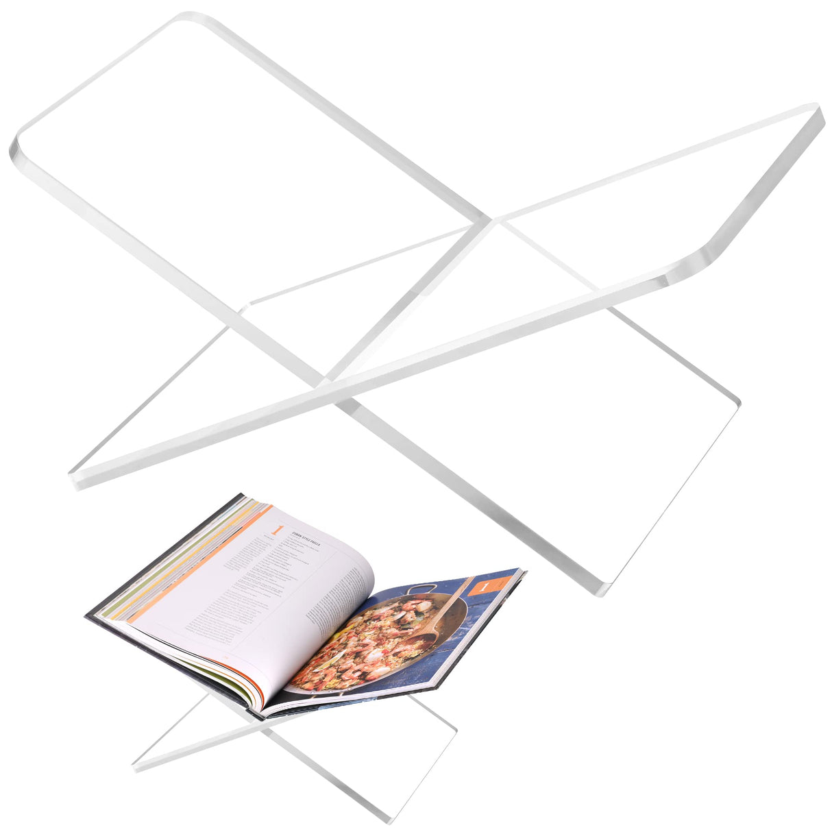 Acrylic Book Holder 11 x 7 x 6 in Open Large Book Display Stand for Cookbook Art Book Bible Guest Book - 2-Piece Coffee Table Book Stand for Reading - Clear, Transparency DECORANY