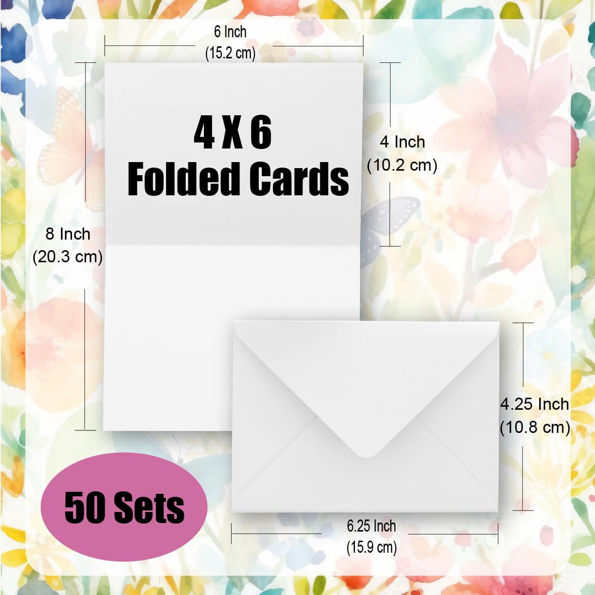 50 Pack Heavyweight Cotton Watercolor Cards with Envelopes, 4 x 6 Inch, Perfect for Painting or Card Making, Ideal for Christmas and Birthday Gifts ANSSDO