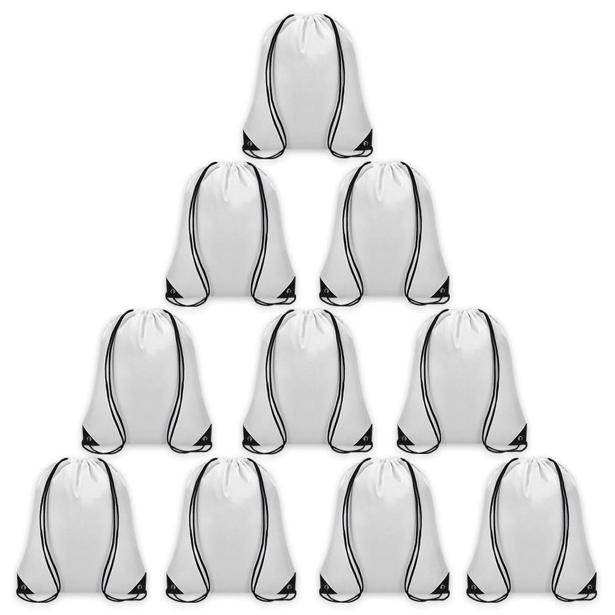 Grneric 10Pcs Drawstring Backpack Bulk Cinch Bag, Drawstring Bags Polyester for Gym Sports Beach Party Trip (White) Grneric