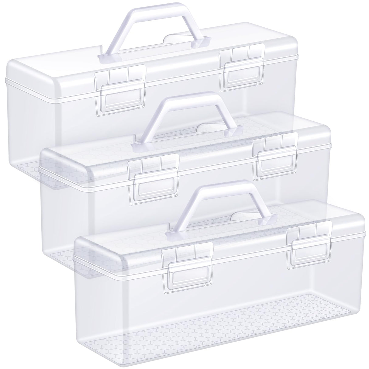 Threehoney 3 Pcs Paint Storage Box for 2 Fl. oz Acrylic Paints, Acrylic Portable Craft art Organizer with Handle, 30 Bottles Capacity Plastic Art Supply Clear Boxes Threehoney