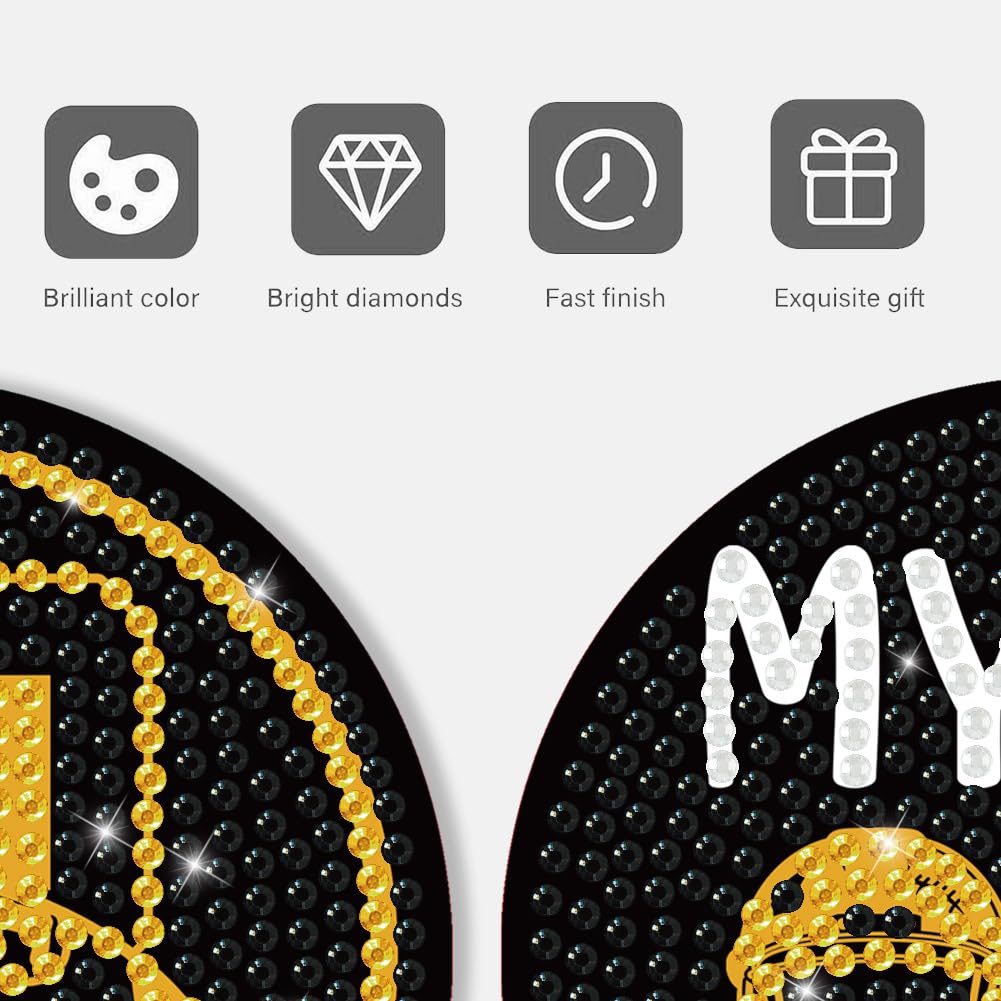 Bartogro 8 Pcs Diamond Painting Coaster Kits, DIY Football Diamond Art Coasters with Holder Sports Diamond Art Crafts Supplies for Pittsburgh Design Bartogro