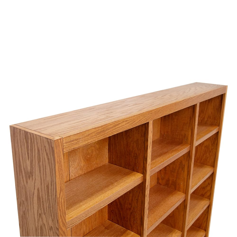 Concepts In Wood Traditional 72inches Tall 15-Shelf Triple Wide Wood Bookcase, Dry Oak Concepts In Wood