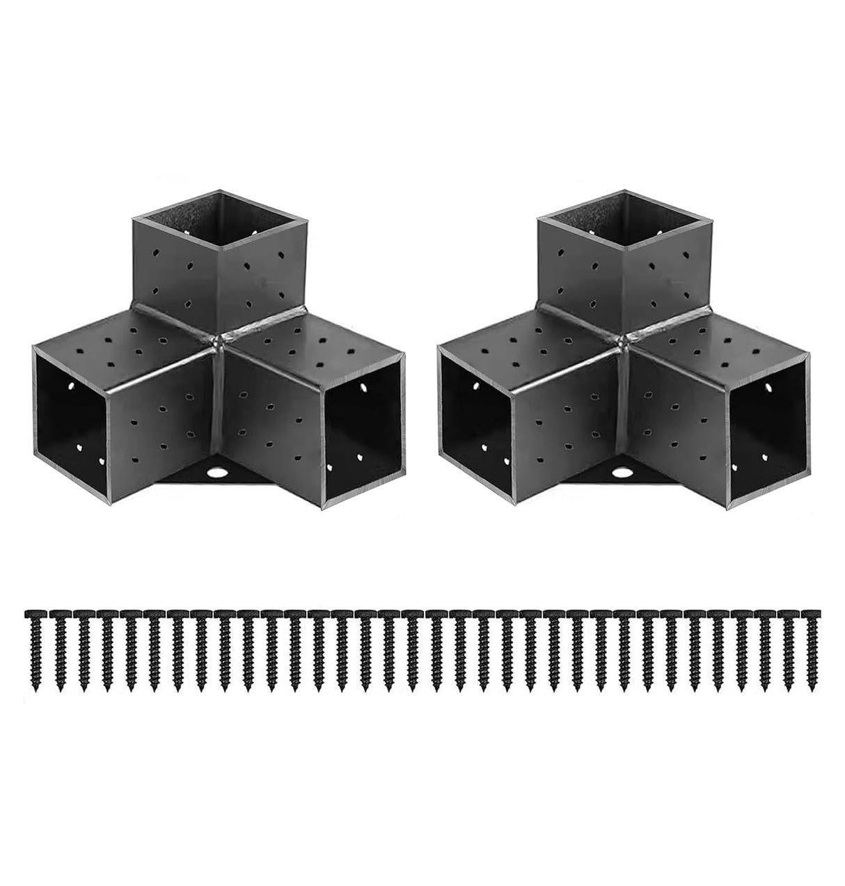 Pergola Brackets Kit 4x4, Woodworks DIY Pergola Kit 3-Way Right Angle Corner Bracket for Extension Elevated Wood Stand, Pergola Corner Brackets Goiiiusy