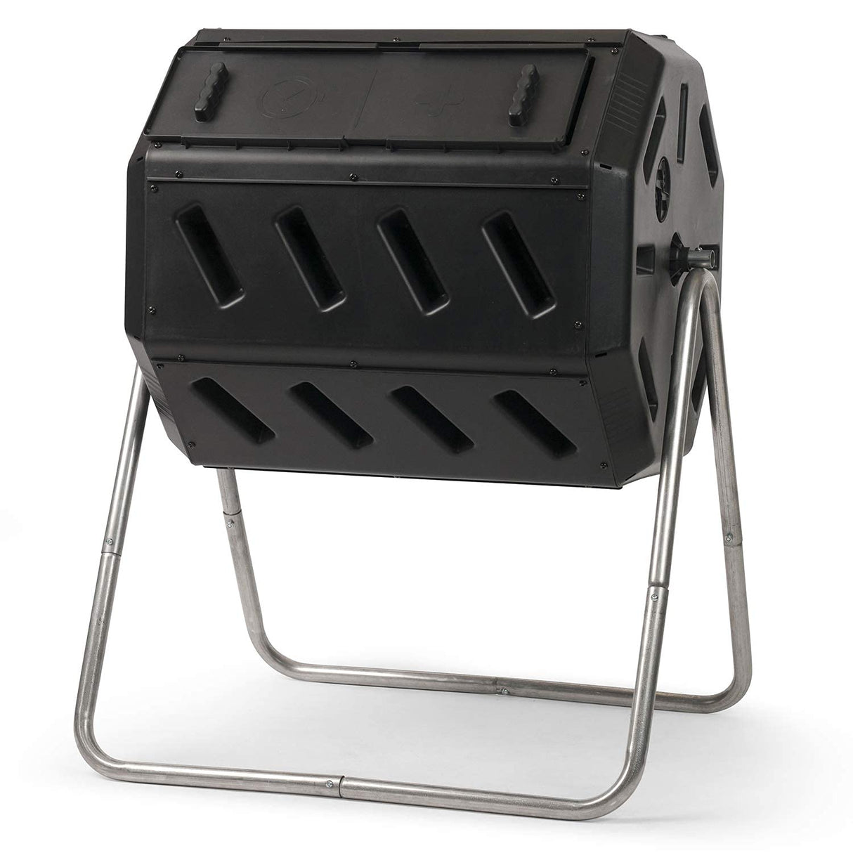 FCMP Outdoor IM4000 Dual Chamber Tumbling Composter Canadian-Made, 100% Recycled Resin - Outdoor Rotating Compost Tumbler Bin for Garden, Kitchen, and Yard Waste, Black (37 Gallon) FCMP Outdoor