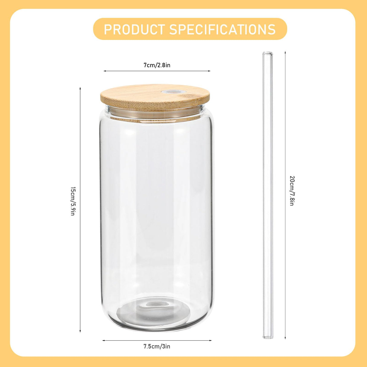 20 Pack Sublimation Glass Cans Transparent Sublimation Beer Glass Can Shaped with Bamboo Lids Borosilicate Glasses Tumbler Mason Jar Cups Mug with Straw for Beer, Juice, Soda, Iced Coffee, Drinks 16oz YOUKE OLA