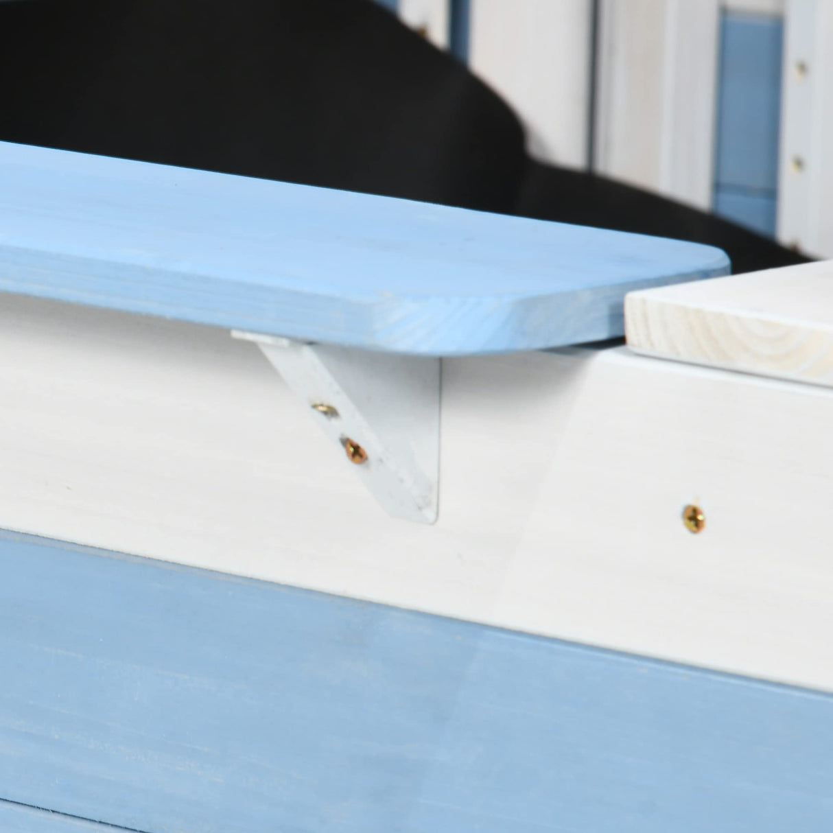 Outsunny Kids Sandbox with Canopy, Pirate Ship Wooden Sand Boxes with Bench for Backyard, Sand Pit for Toddlers, 83" x 43", Blue Outsunny