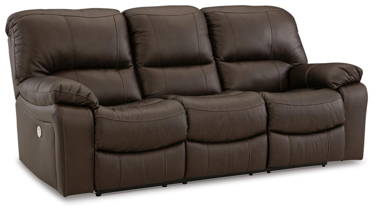 Signature Design by Ashley Leesworth Modern Leather Match Power Reclining Sofa with USB Ports, Dark Brown Signature Design by Ashley