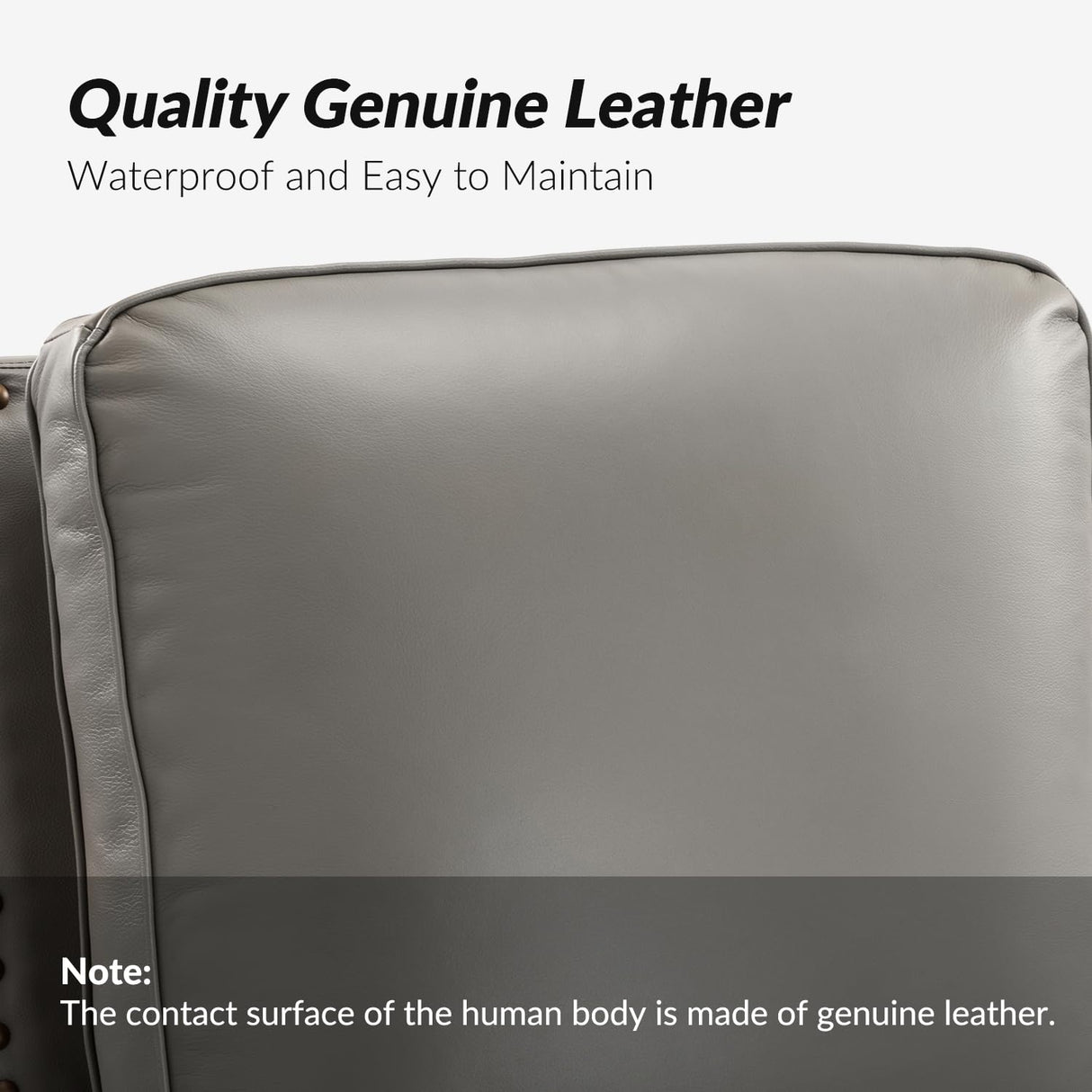 HULALA HOME Genuine Leather Recliner Chair, Classic Push Back Recliner Armchair with Thick Seat and Backrest, Comfy Adjustable Home Theater Single Recliner w/Nailhead Decor for Living Room (Dove) HULALA HOME