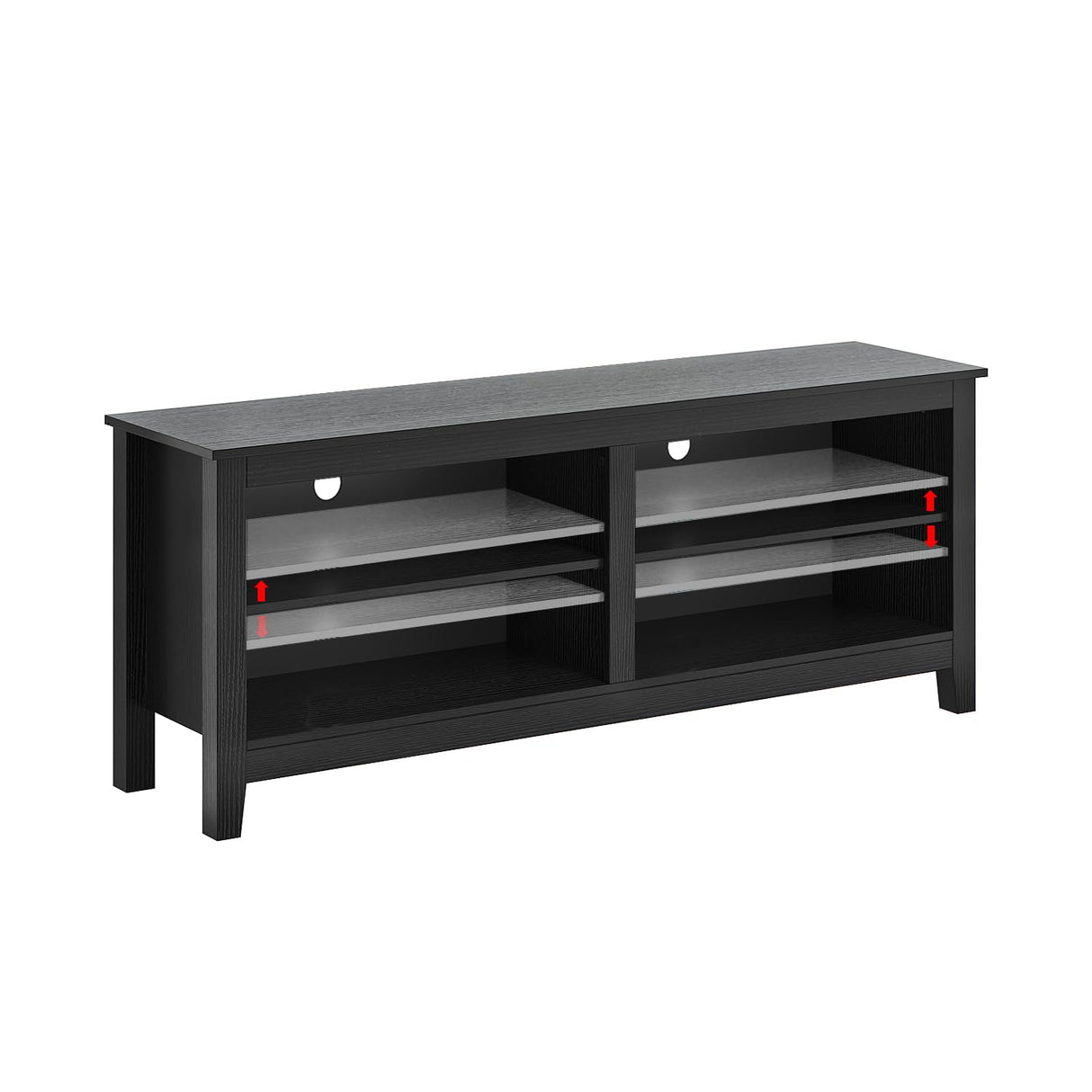 Gyger TV Stand for 65 inch TV with Storage,Modern TV Entertainment Center for Bedroom,TV Media Console Table with 4 Open Storage Shelve,55 inch Wood TV Cabinet Black Gyger