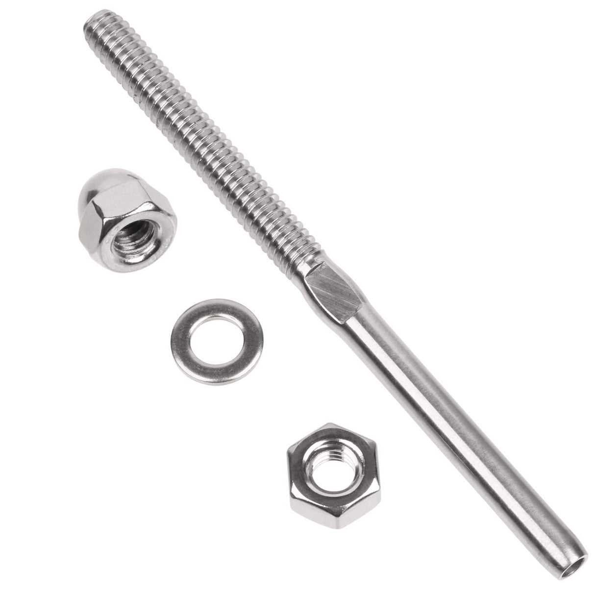 BLIKA 50 Pack Cable Railing Swage Threaded Stud Tension End Fitting Terminal for 1/8" Deck Cable Railing, T316 Stainless Steel, Cable Railing Tensioner 1/8" for 2"x2" Wood/Metal Post BLIKA