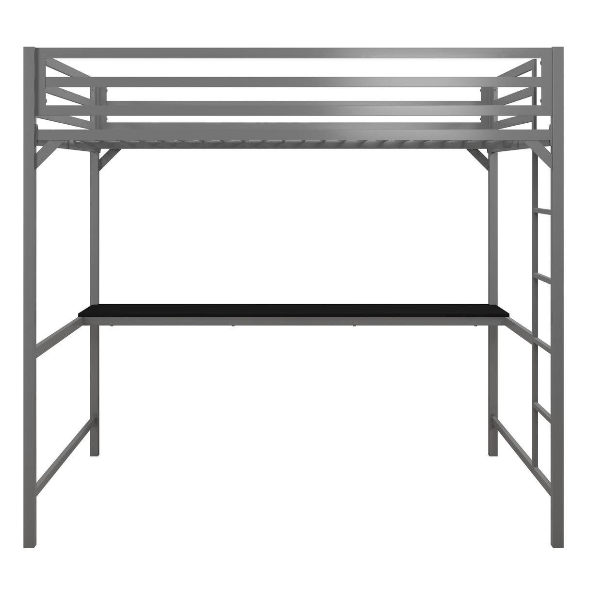 DHP 4308429 Miles Full Desk, Silver Metal Loft Bed DHP
