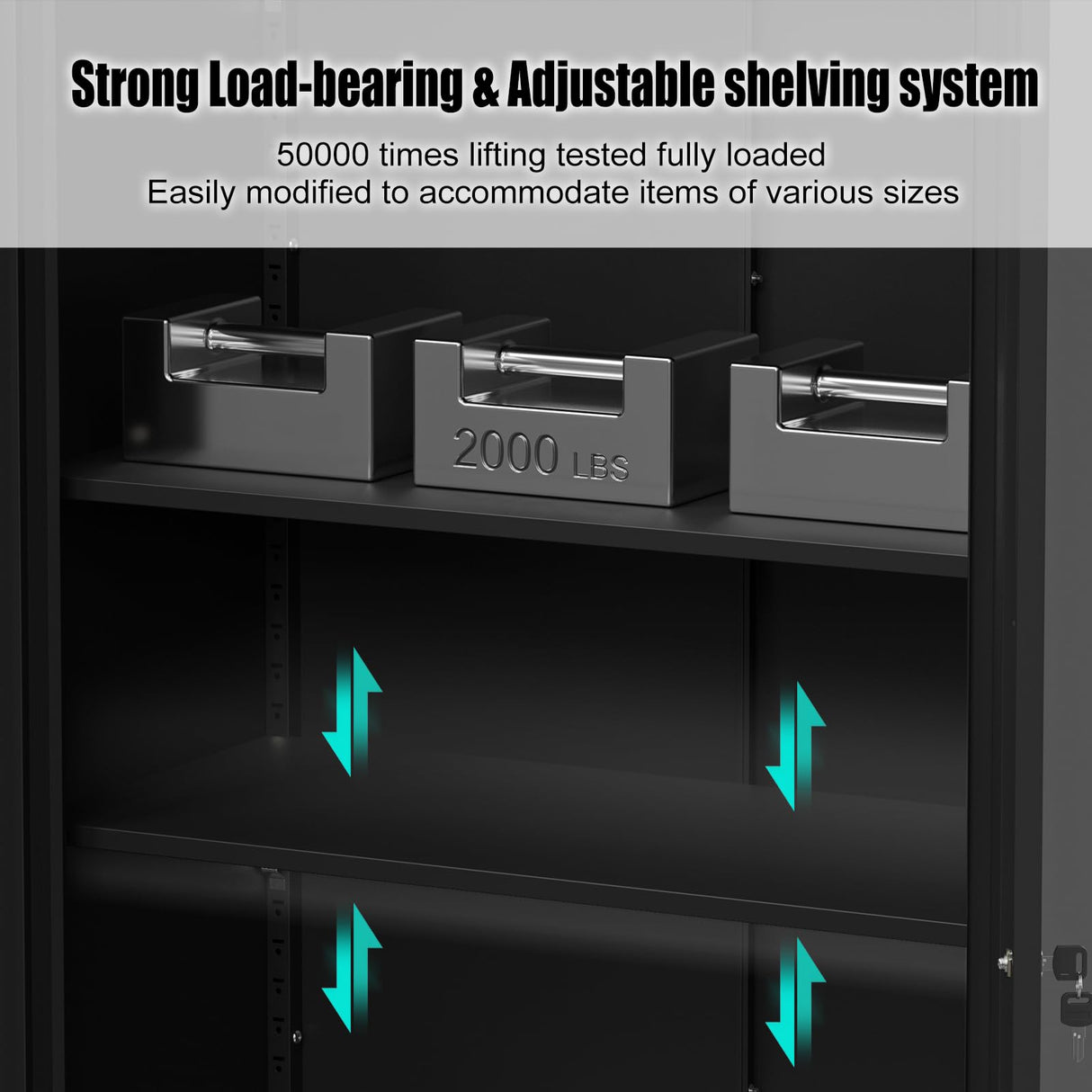 Maemttes 72" Metal Storage Cabinet with Doors and Shelves, Tall Garage Cabinets Lockable File Cabinet, Heavy-Duty Locker Cabinet Tool Cabinets for Garage, Office, Home, Kitchen (Black) Maemttes