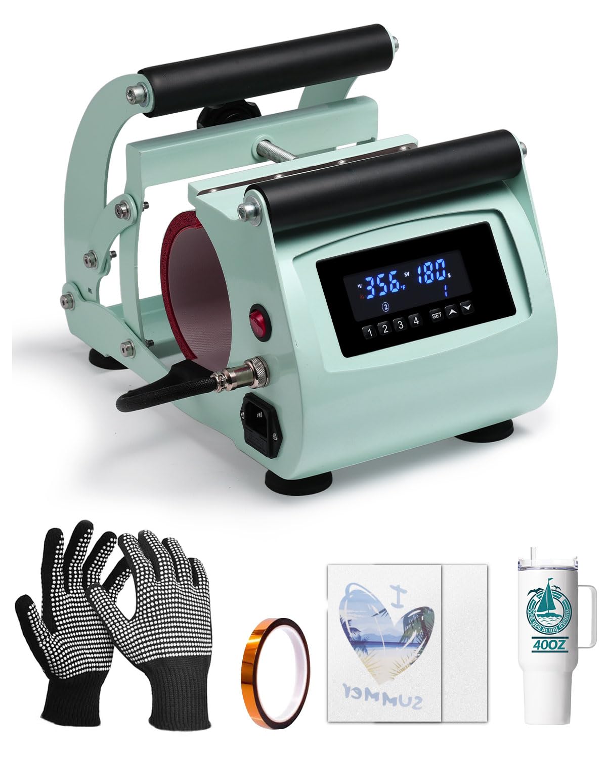 OFFNOVA 40 OZ Tumbler Heat Press Machine Mug Press Machine for Upper of 30oz 40oz Tumbler Sublimation Printing, 4 Adjustable Memory Modes Tumbler Press with Sublimation Paper, Tape and Gloves OFFNOVA