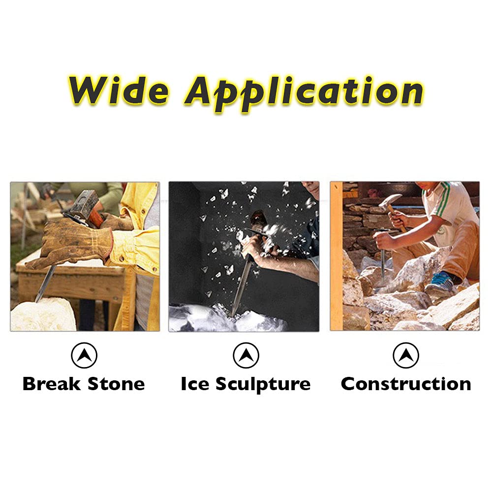 Finder 12-Inch Heavy Duty Flat Chisel with Hand Protection, Flat Head, Demolishing/Masonry/Carving/Concrete Breaker Chisels with Bi-Material Hand Guard FINDER