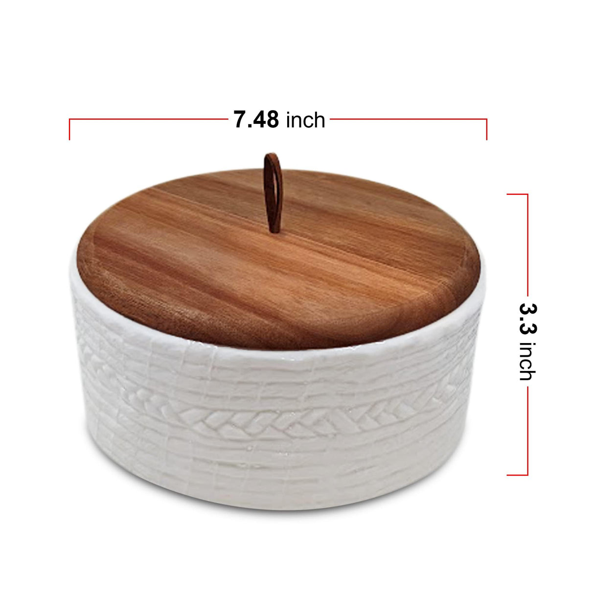 Everbrook Authentic Wood and Ceramic Tortilla Warmer - Tortilla Holder with Lid - Bread Warmer - Pancake Holder- Roti Box - 8.5 Inches Everbrook