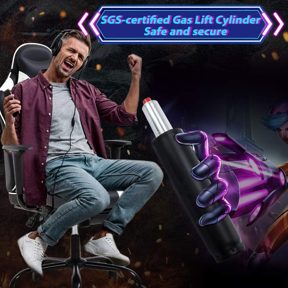 Gaming Chair Computer Chair with Footrest and Massage Lumbar Support, Height Adjustable Game Chair Video Game Chair High Back Reclining Computer Chair with 360°-Swivel Chair for Adults, White Generic