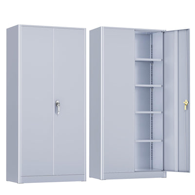 Greenvelly Metal Garage Storage Cabinet with Doors and Shelves,72" Tall Steel Locking Garage Storage Cabinet,Metal Office Storage Cabinet for Home,School,Garage(Dark Grey)